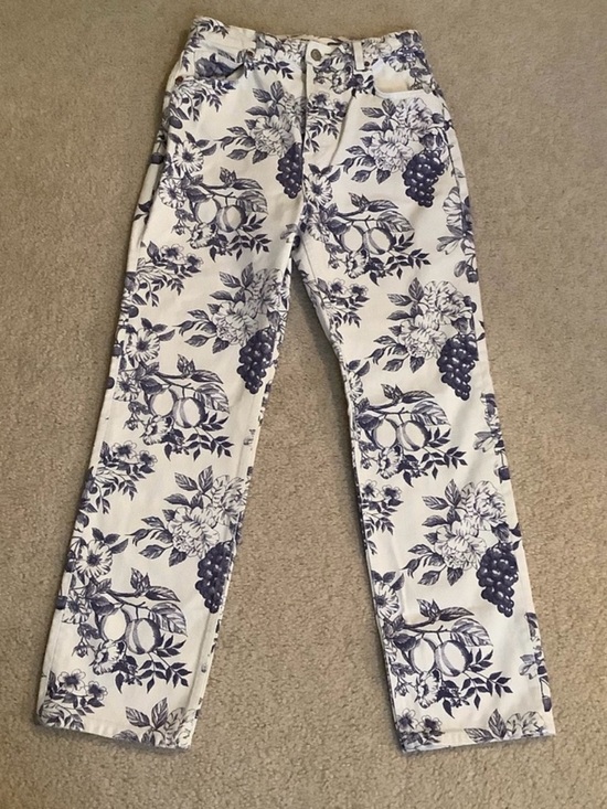 Reformation Denim - Reformation Jeans Cynthia Toile High Rise Straight White & Blue Size 27/4